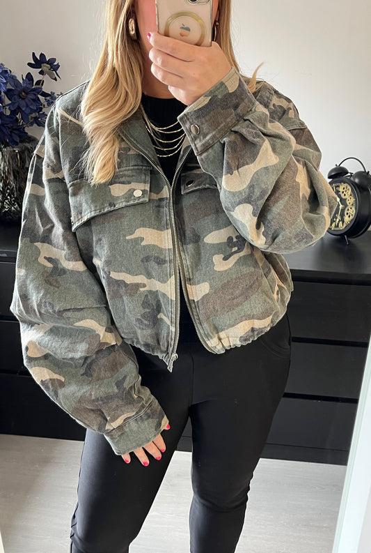Chrissie Denim Camouflage Jacket