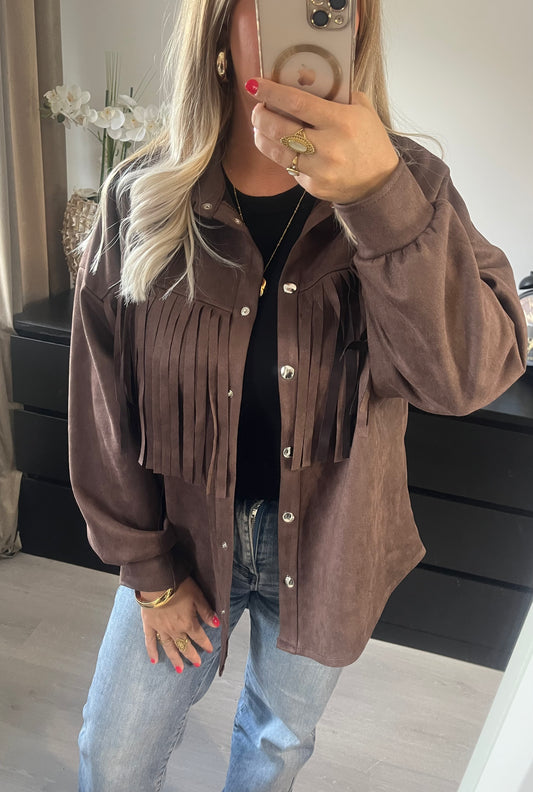 Top Celeste Franjes | Bruin