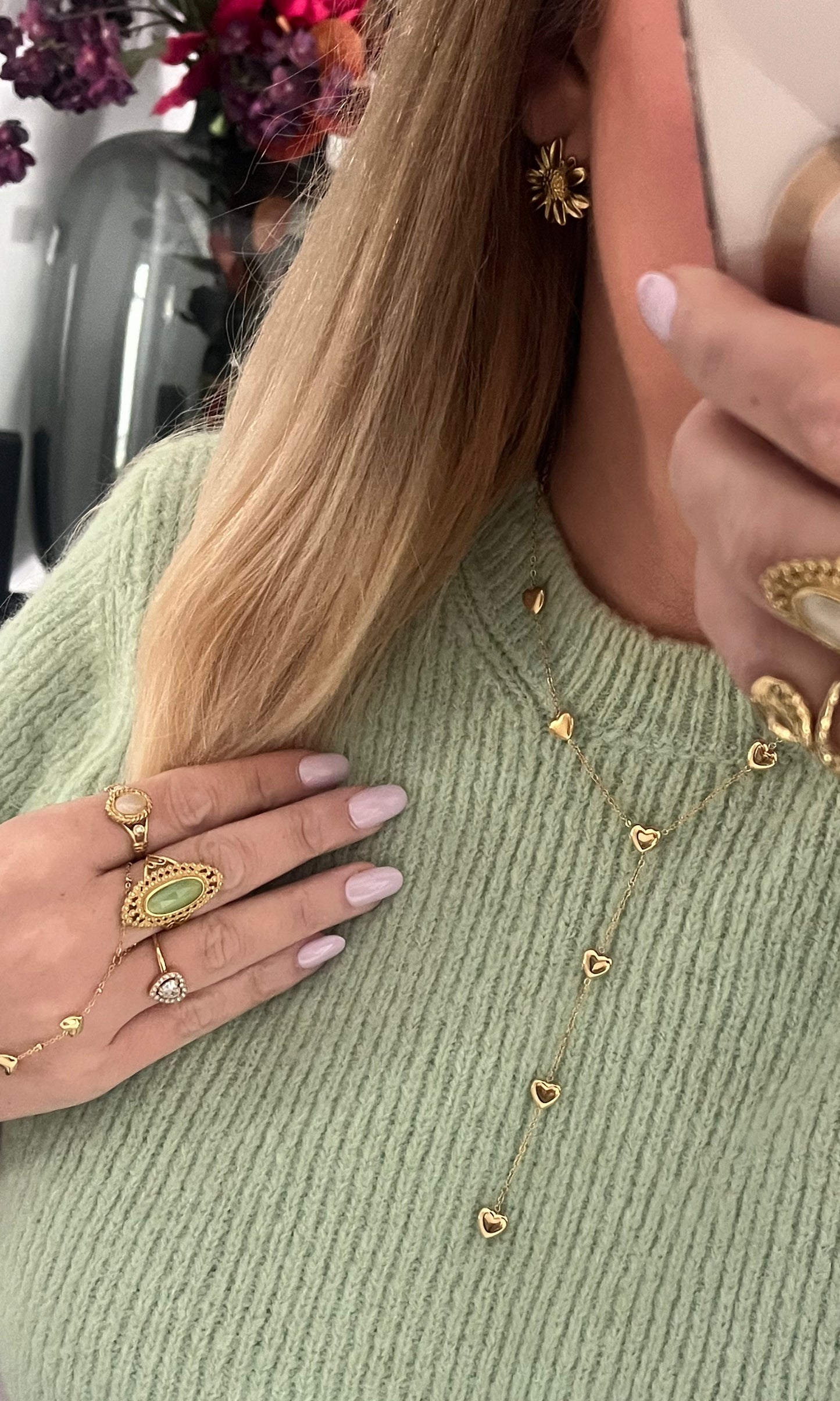 Collier en Y en forme de cœur