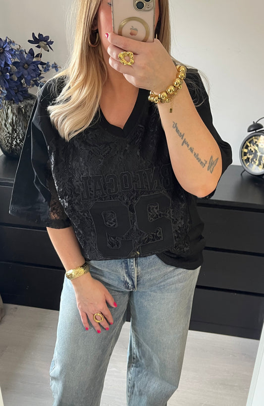 Kylie Lace Tee | Black