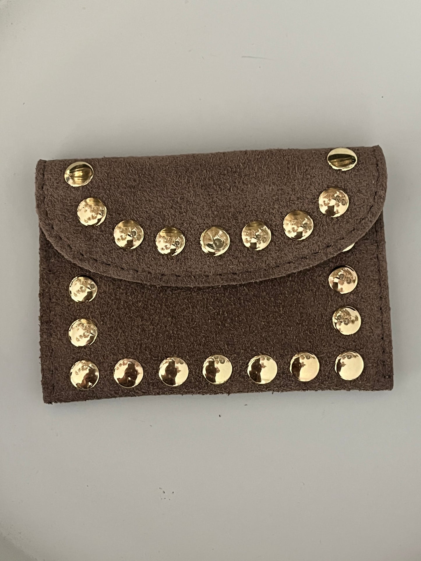 Pasjeshouder Taupe Suede Small