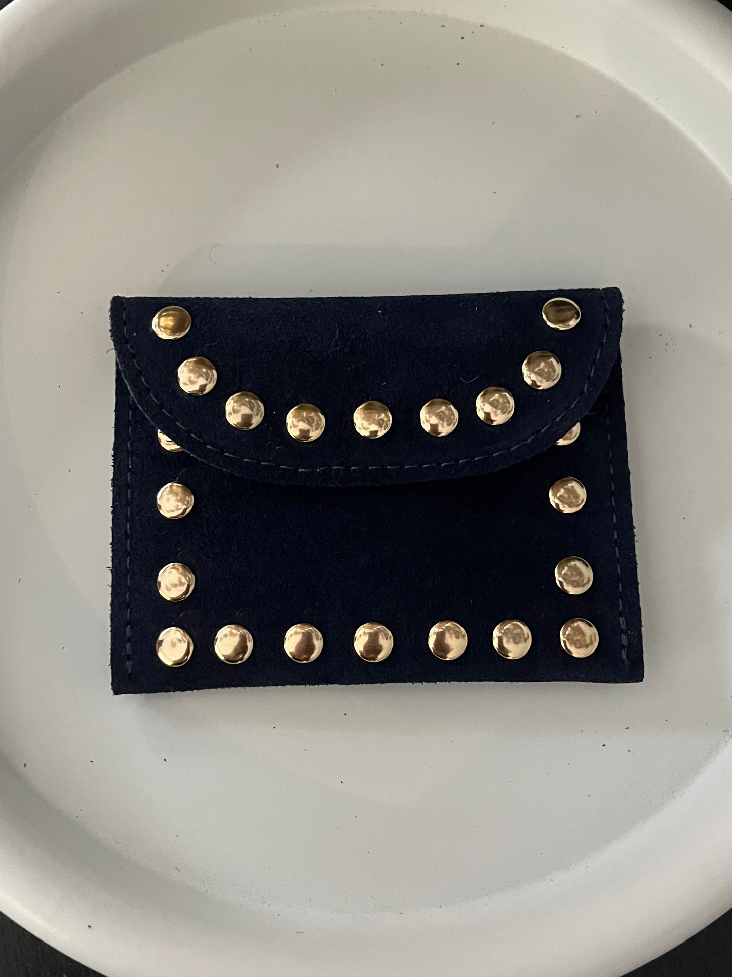 Pasjeshouder Studs Suede | Navy
