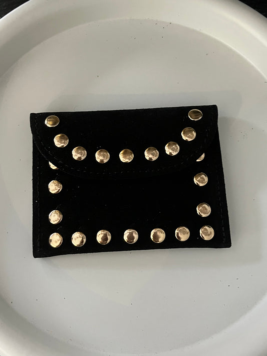 Pasjeshouder Studs Suede | Zwart