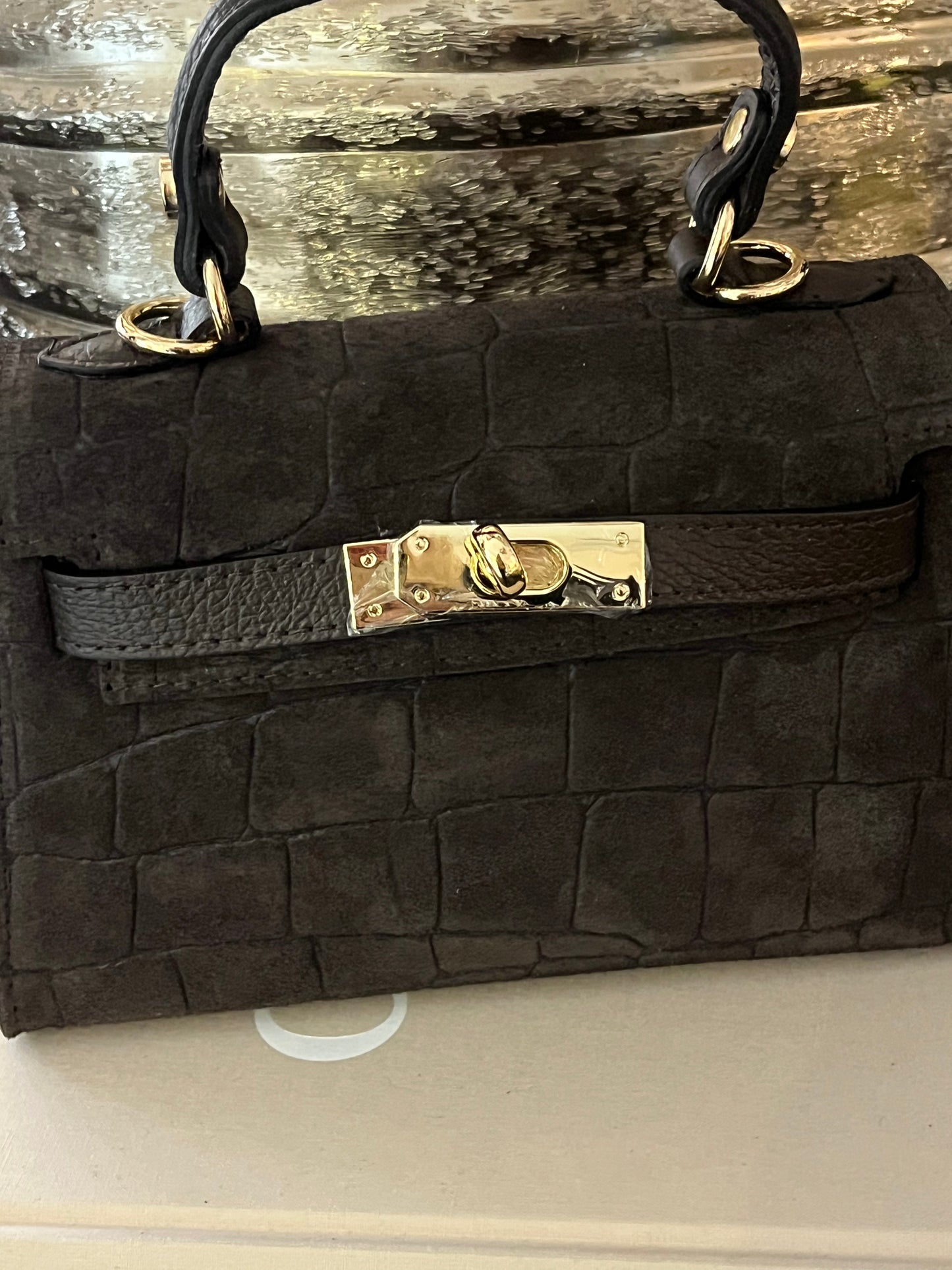Leya Bag Croco | Donkerbruin