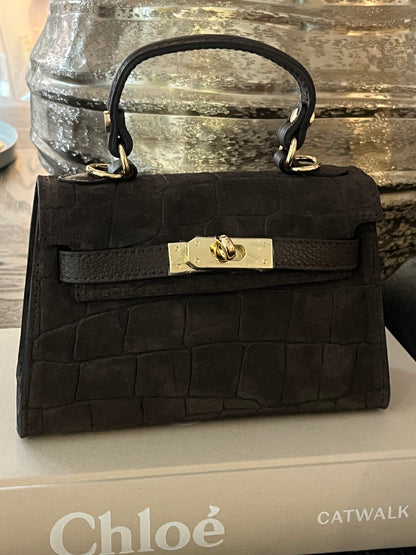 Leya Bag Croco | Donkerbruin