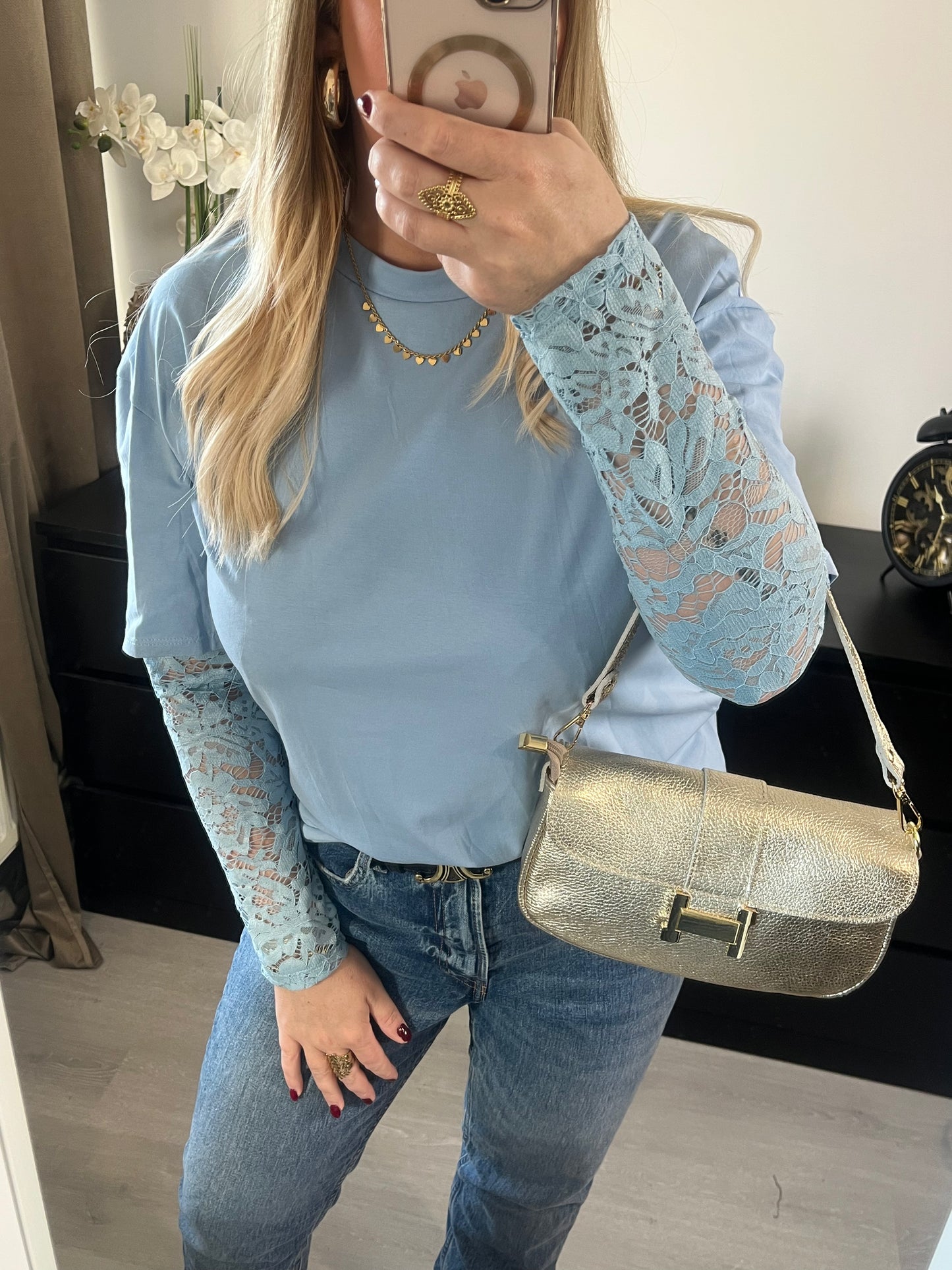Chemise en dentelle | Bleu