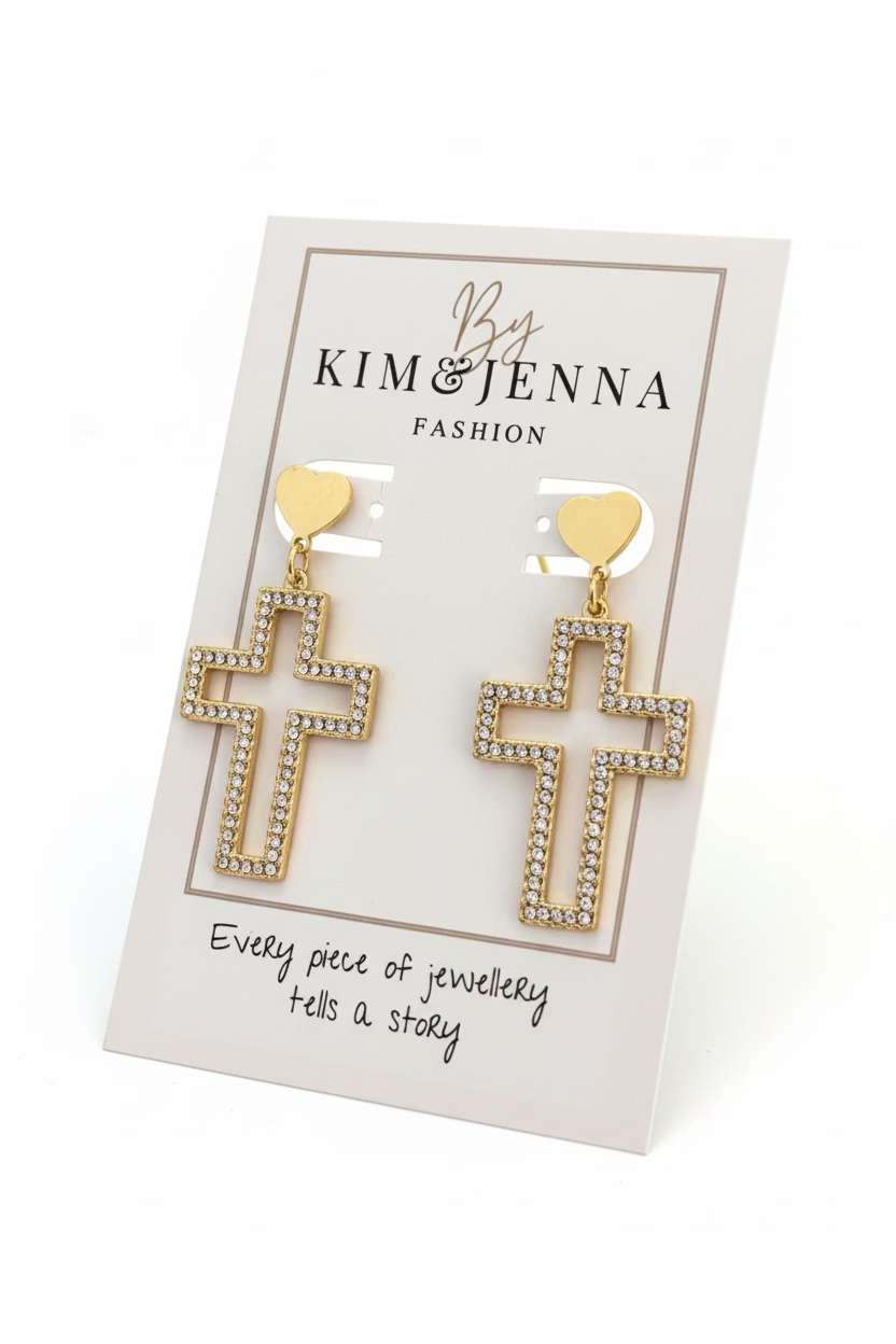 Cross Heart Earrings