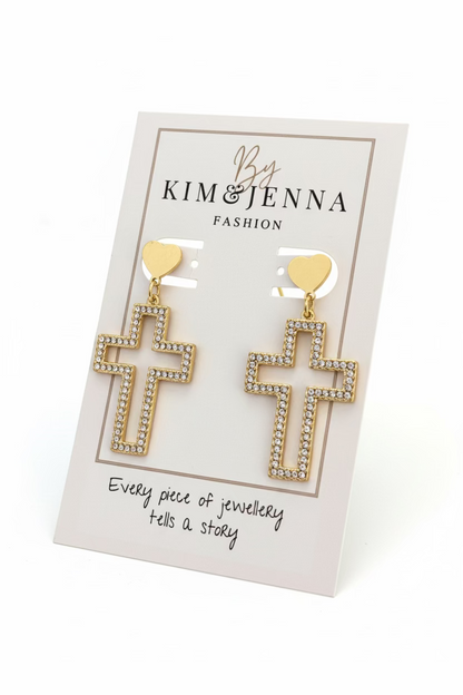 Cross Heart Earrings