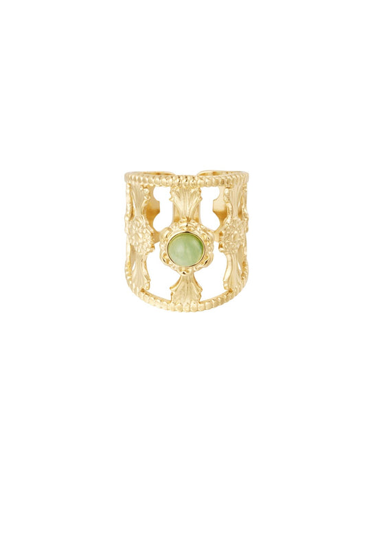 Bohemian Ring Green Stone