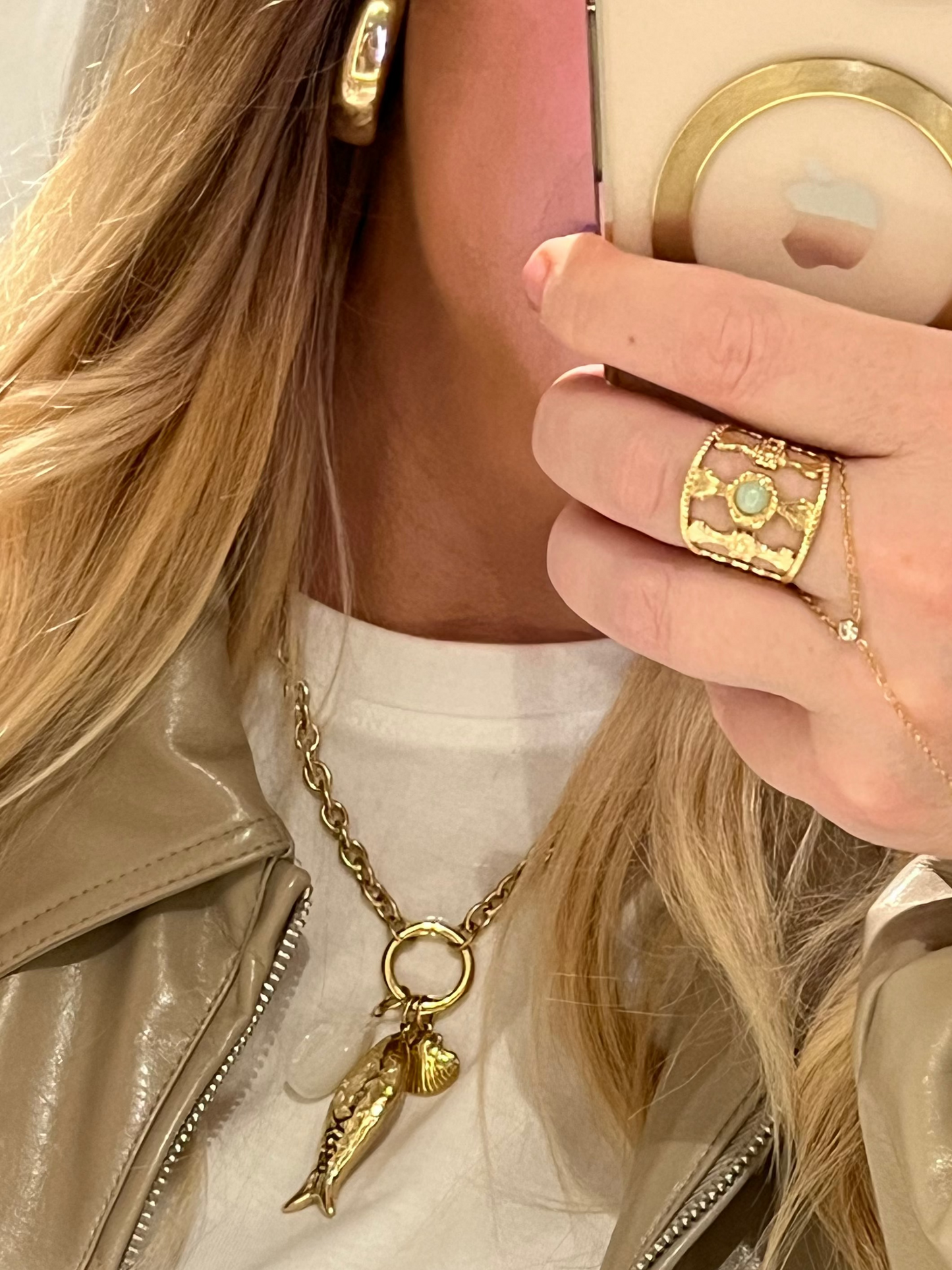 Bohemian Ring Green Stone