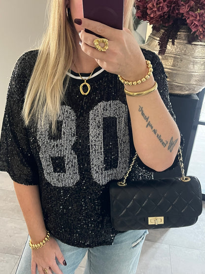 Melody Pailletten Top | Zwart
