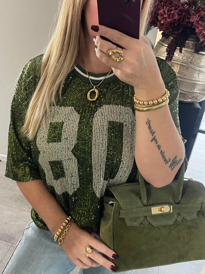 Melody Pailletten Top | Groen