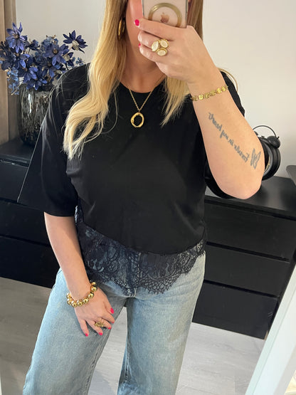 Lace Shirt | Zwart