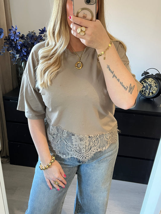 Lace Shirt | Taupe