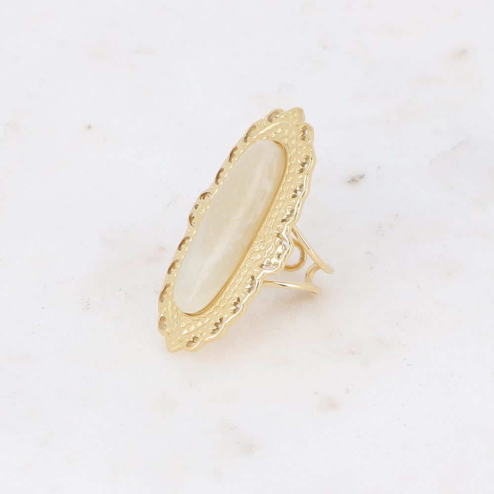 Bague Boho Grosse Pierre Écru | R015