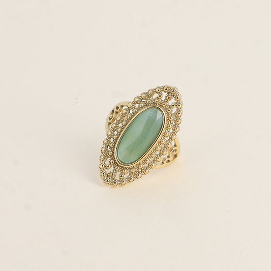 Bague Bohème Pierre Verte | R004