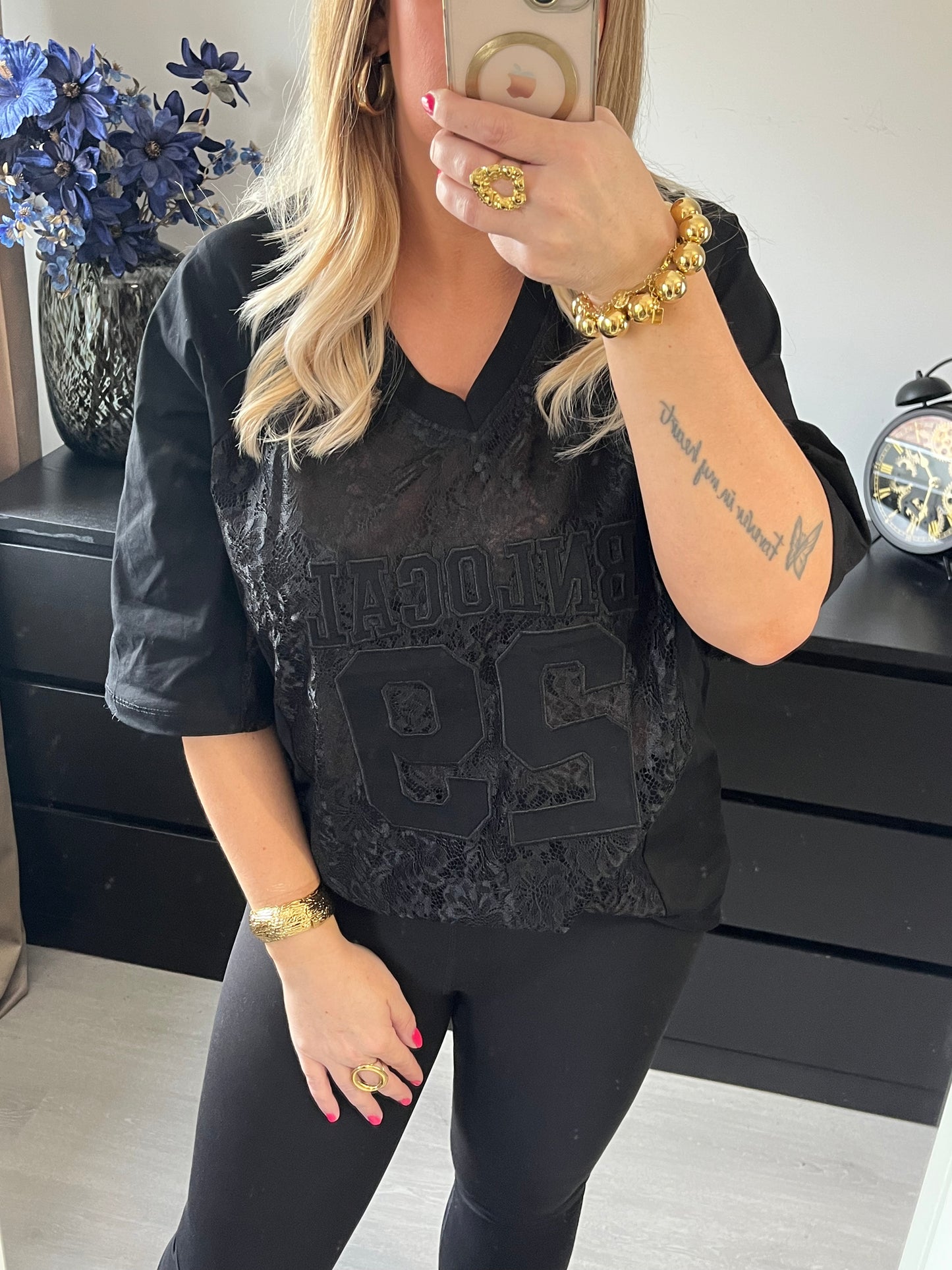 Kylie Lace Tee | Black