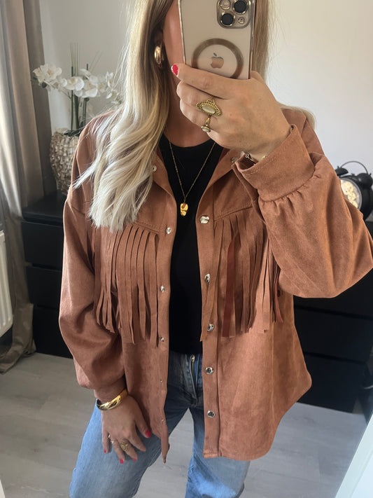 Top Celeste Franjes | Camel