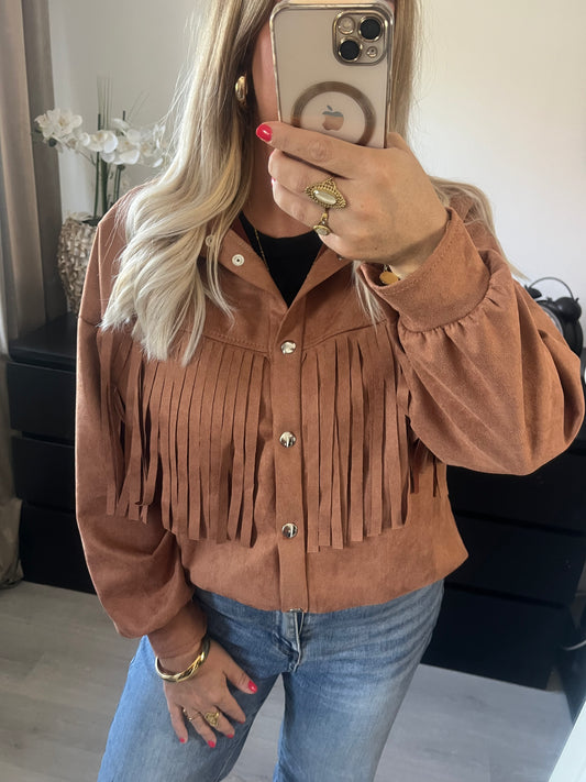 Top Celeste Franjes | Camel