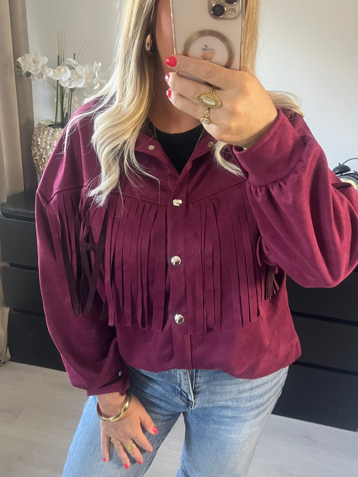 Top Celeste Franjes | Bordeaux