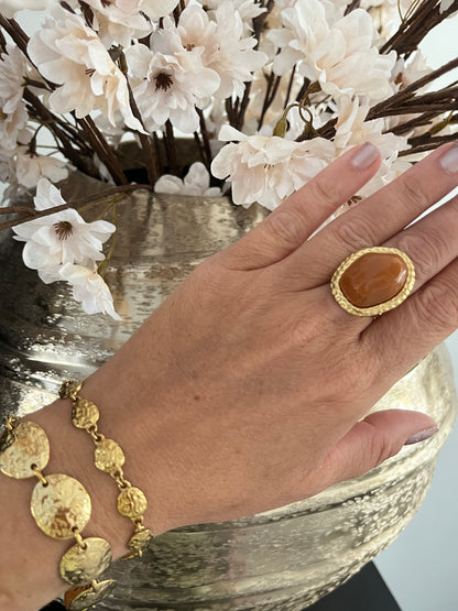 Big Stone Ring | Bruin/Oranje