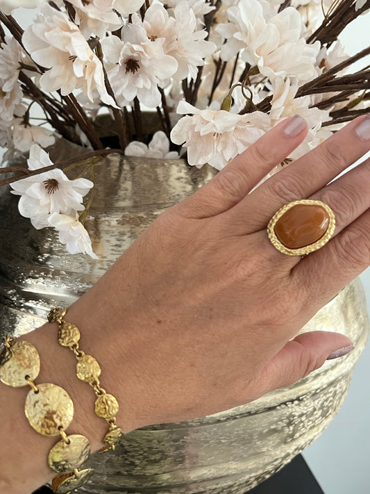 Big Stone Ring | Bruin/Oranje