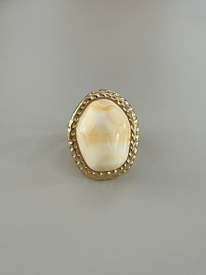 Big Stone Ring | Beige/Marmer