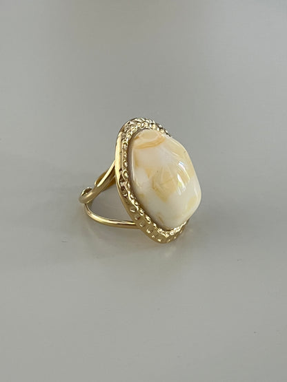 Big Stone Ring | Beige/Marmer