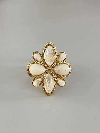 Wild Flower Statement Ring | Beige