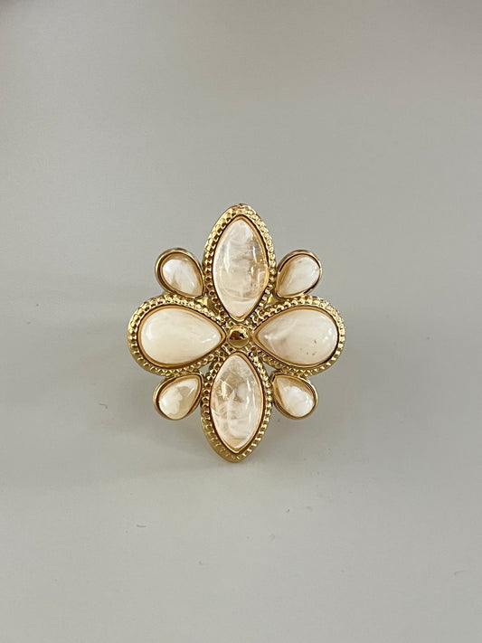 Wild Flower Statement Ring | Beige