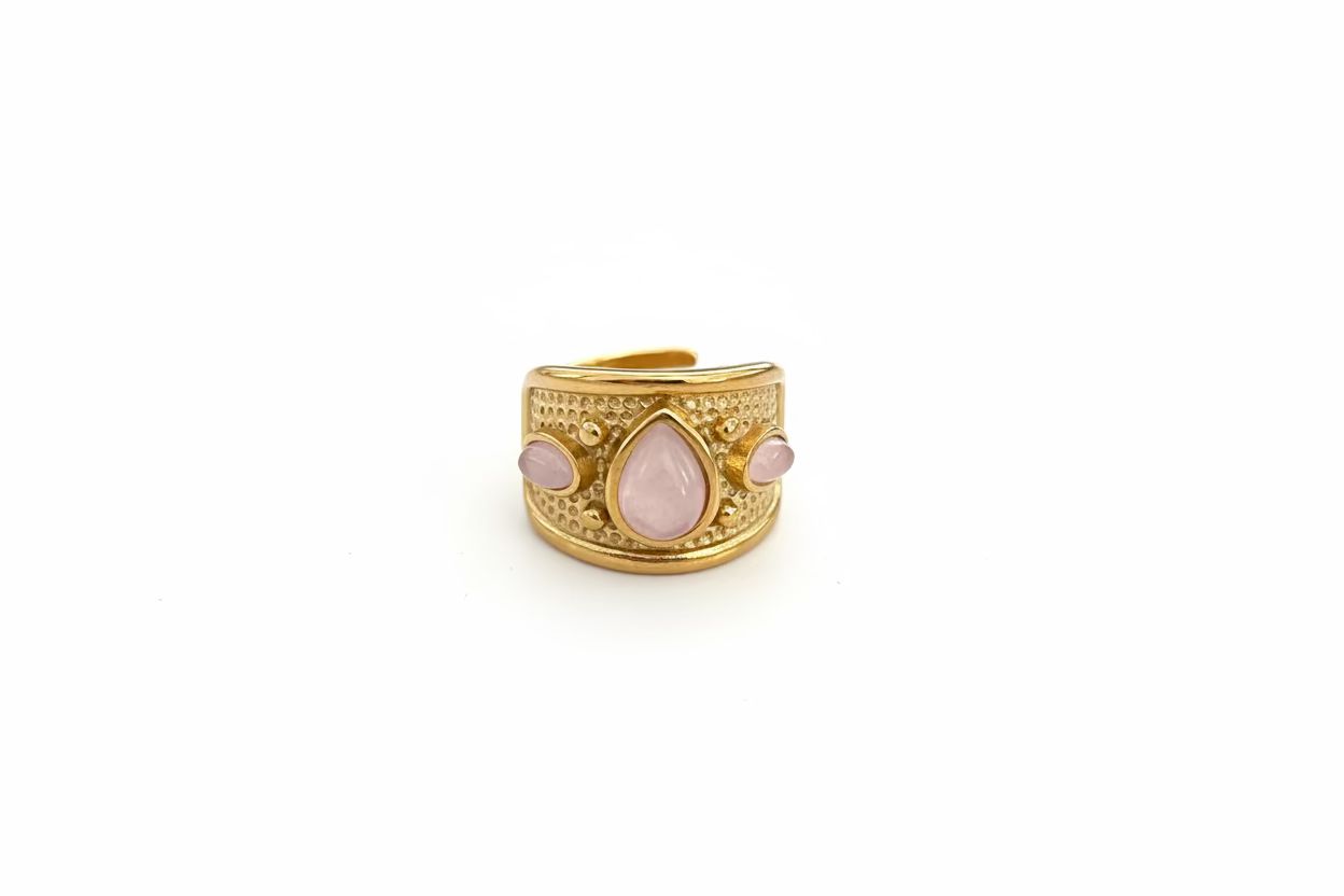 Bohemian Ring Pink Stone