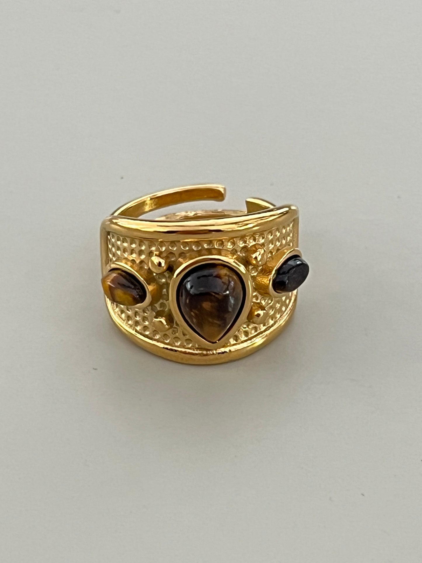 Bohemian Ring Brown Stone