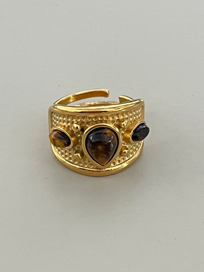 Bohemian Ring Brown Stone