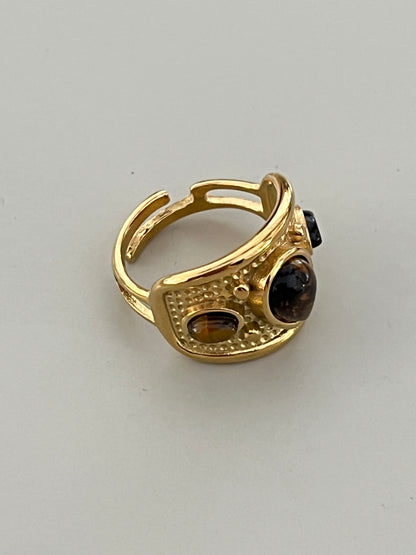 Bohemian Ring Brown Stone