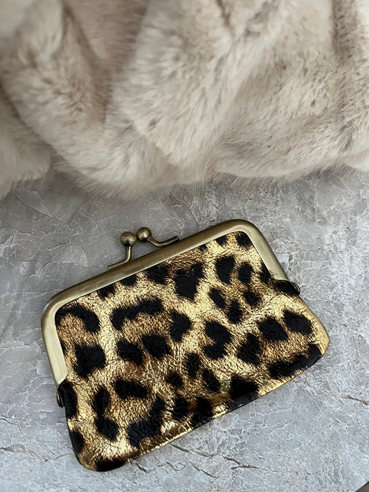 Gigi Portemonnee Luipaard | Goud Metallic