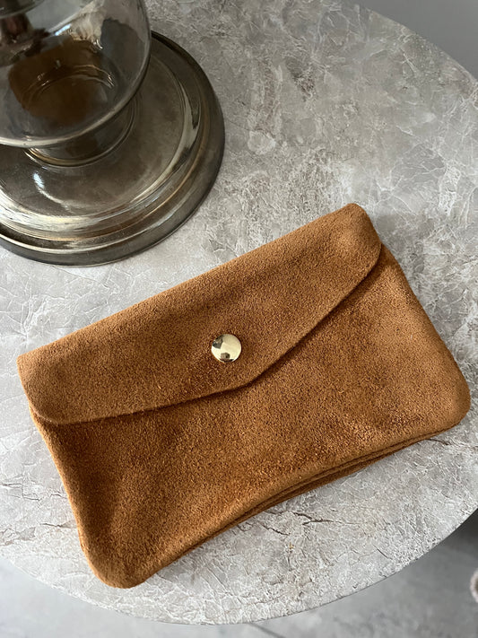 Jess Portemonnee Suede Big | Cognac
