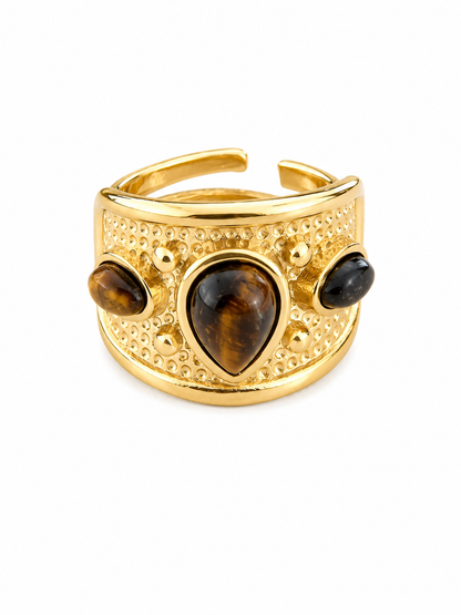 Bohemian Ring Brown Stone