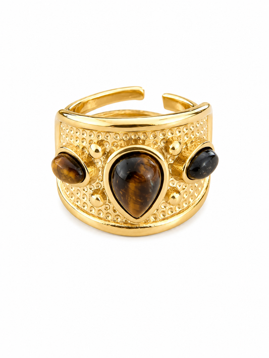 Bohemian Ring Brown Stone