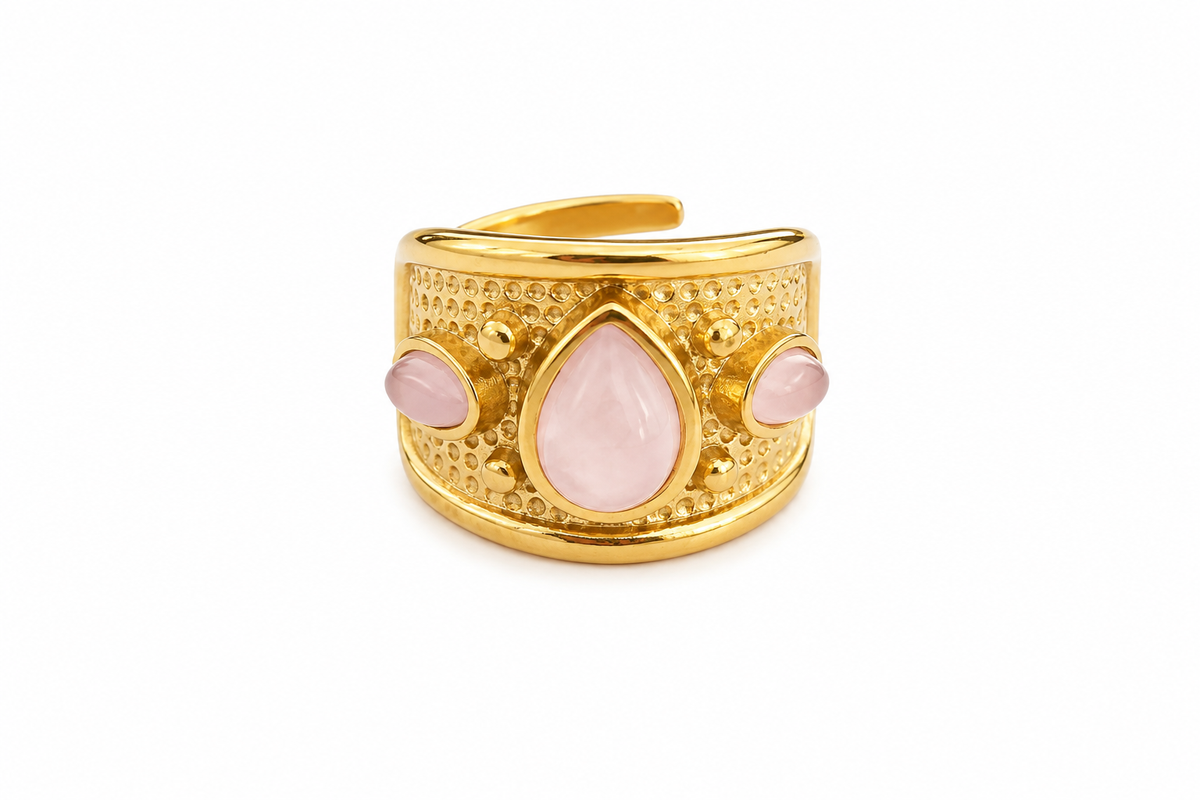 Bohemian Ring Pink Stone