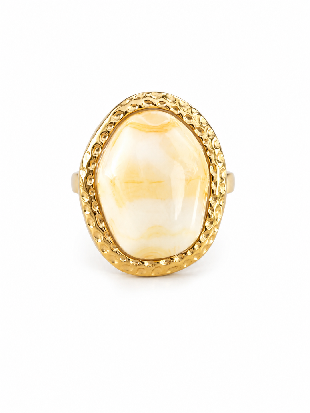 Big Stone Ring | Beige/Marmer