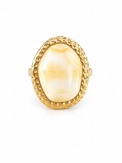 Big Stone Ring | Beige/Marmer