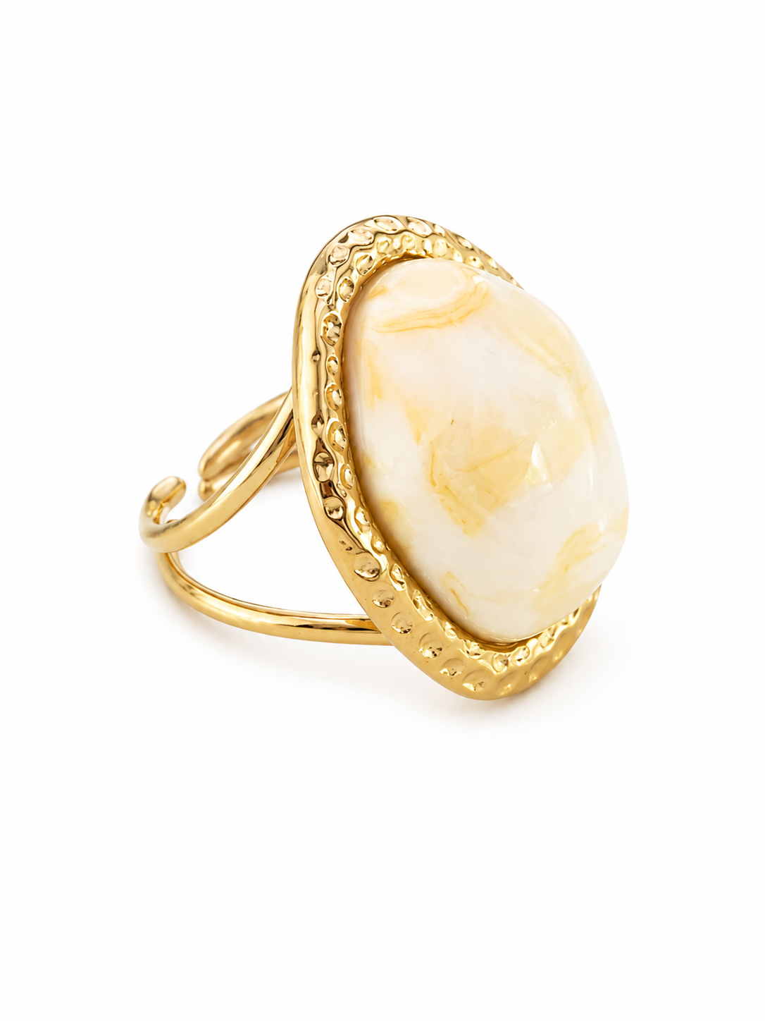 Big Stone Ring | Beige/Marmer
