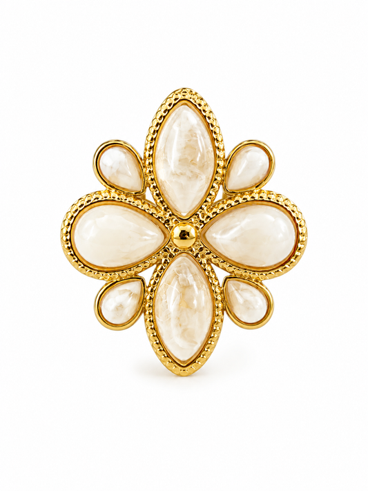 Wild Flower Statement Ring | Beige