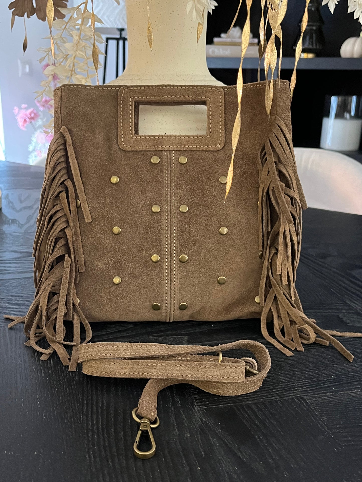 Valentina Fringe Bag | Taupe