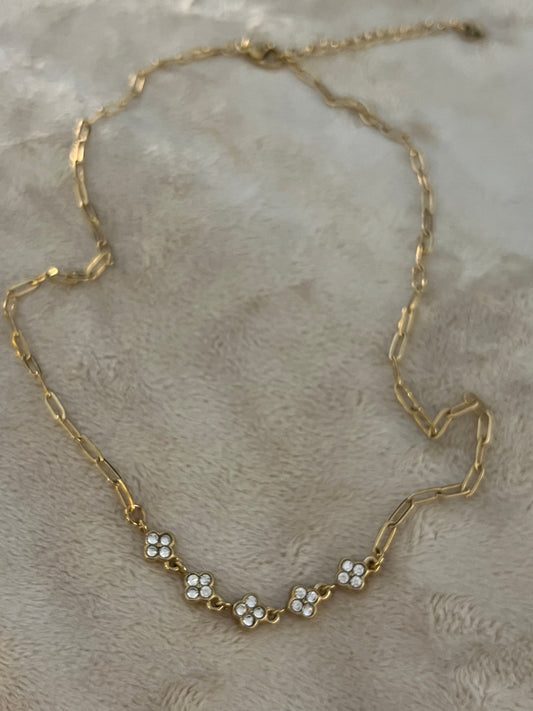 Necklace Clover Strass