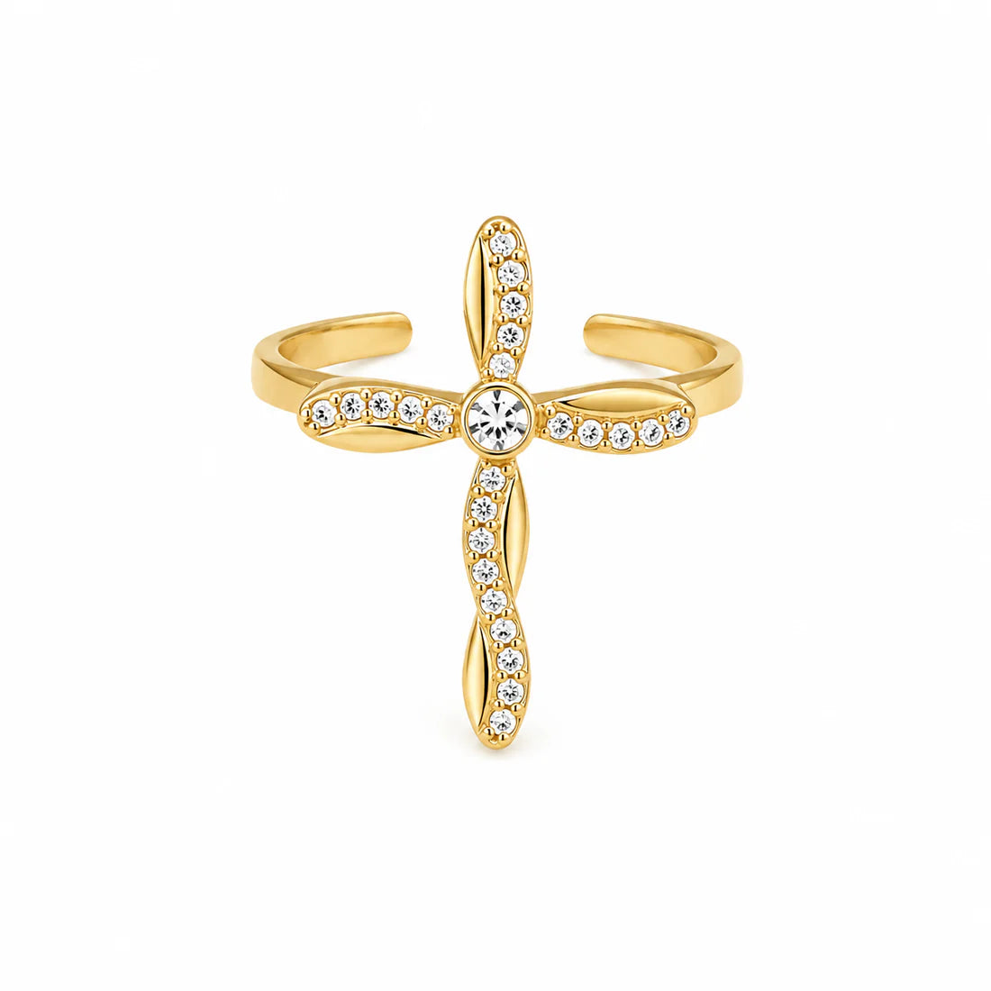 Twisted Cross Strass Ring
