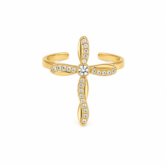 Twisted Cross Strass Ring