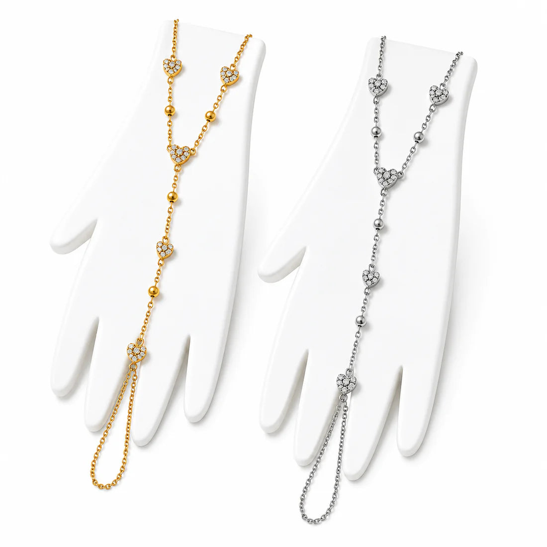Heart Hand Chain Strass | Goud