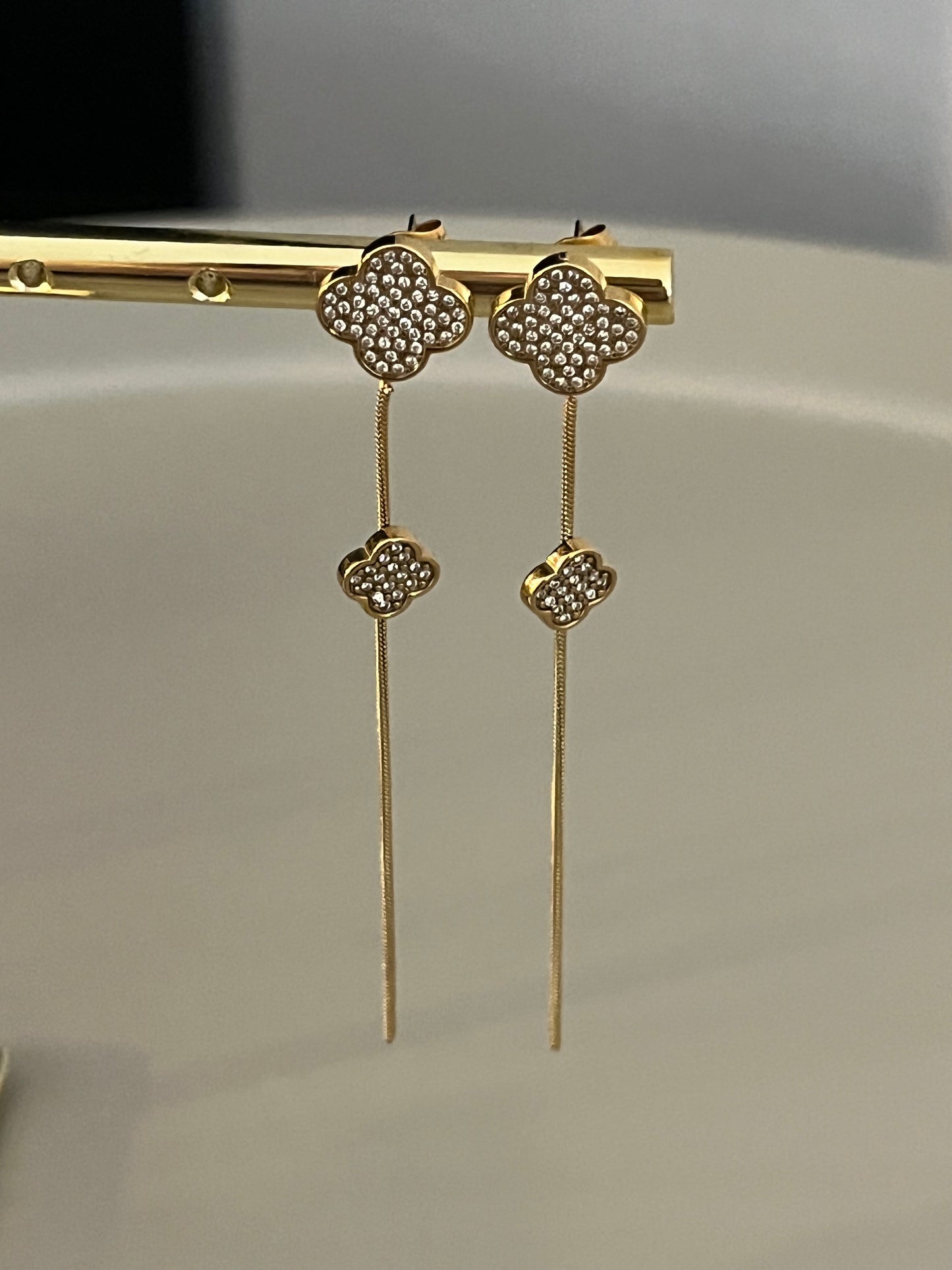 Earrings Clover Double Strass