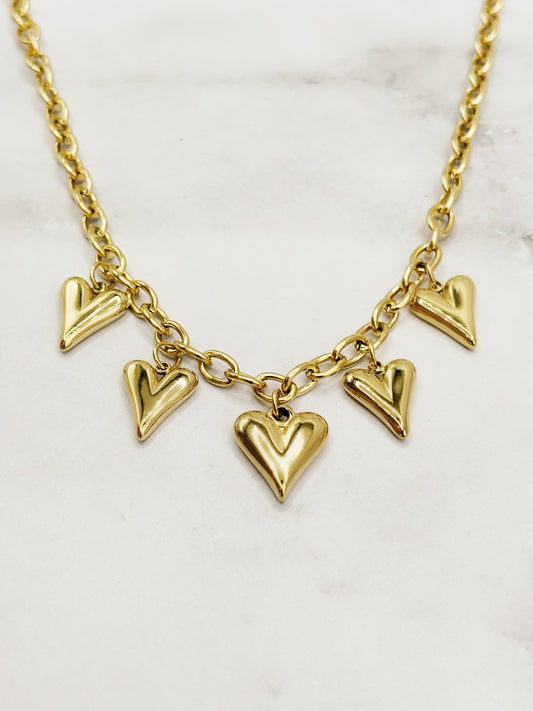 Bedelketting Hartjes | Goud